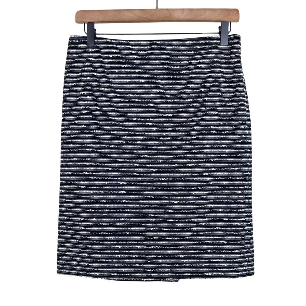 MM. LAFLEUR Black & White Textured Stripe Career Chic Pencil Skirt